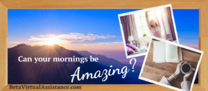 Can your mornings be amazing? Sunny day beginning overlooking a mountaintop; woman stretching after she wakes up. A cup of coffee cozily clutched as someone reads a book on a table.