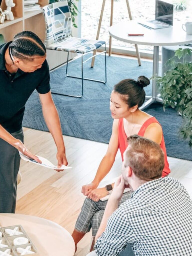 A couple consulting with an advisor about their situation