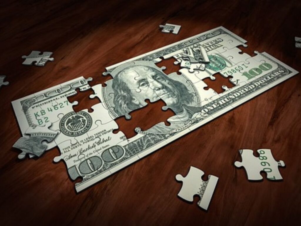 A US dollar jigsaw puzzle